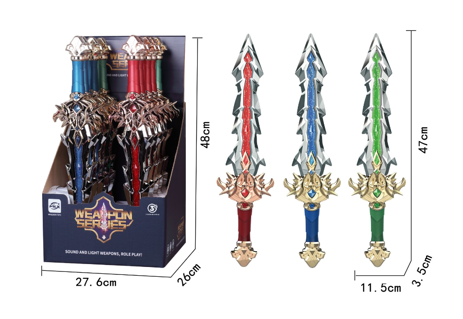 Sea&Sun - Sword w. Light & Sound 10pcs Display (6608A)