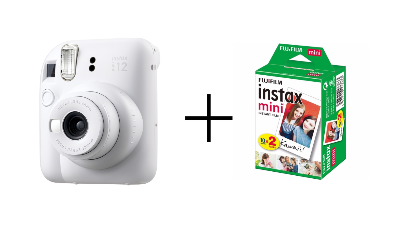 Fuji - Instax Mini 12 Instant Camera - Clay White - BUNDLE - Elektronikk