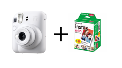 Fuji - Instax Mini 12 Instant Camera - Clay White - BUNDLE