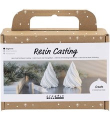 Mini DIY Kit - Resin Støbning, hvid, Juletræer, 1 pk.