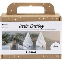 Mini DIY Kit - Resin Støbning, hvid, Juletræer, 1 pk.