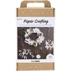 DIY Kit Papirpynt, hvid, lys natur, Krans, 1 pk.