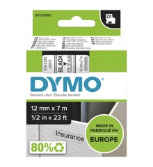 DYMO - D1® Tape 12mm x 7m Sort Transparent