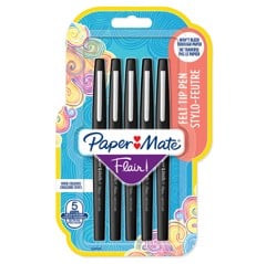 Paper Mate - Flair felt tip pen M Black (5 pack) (2028909)