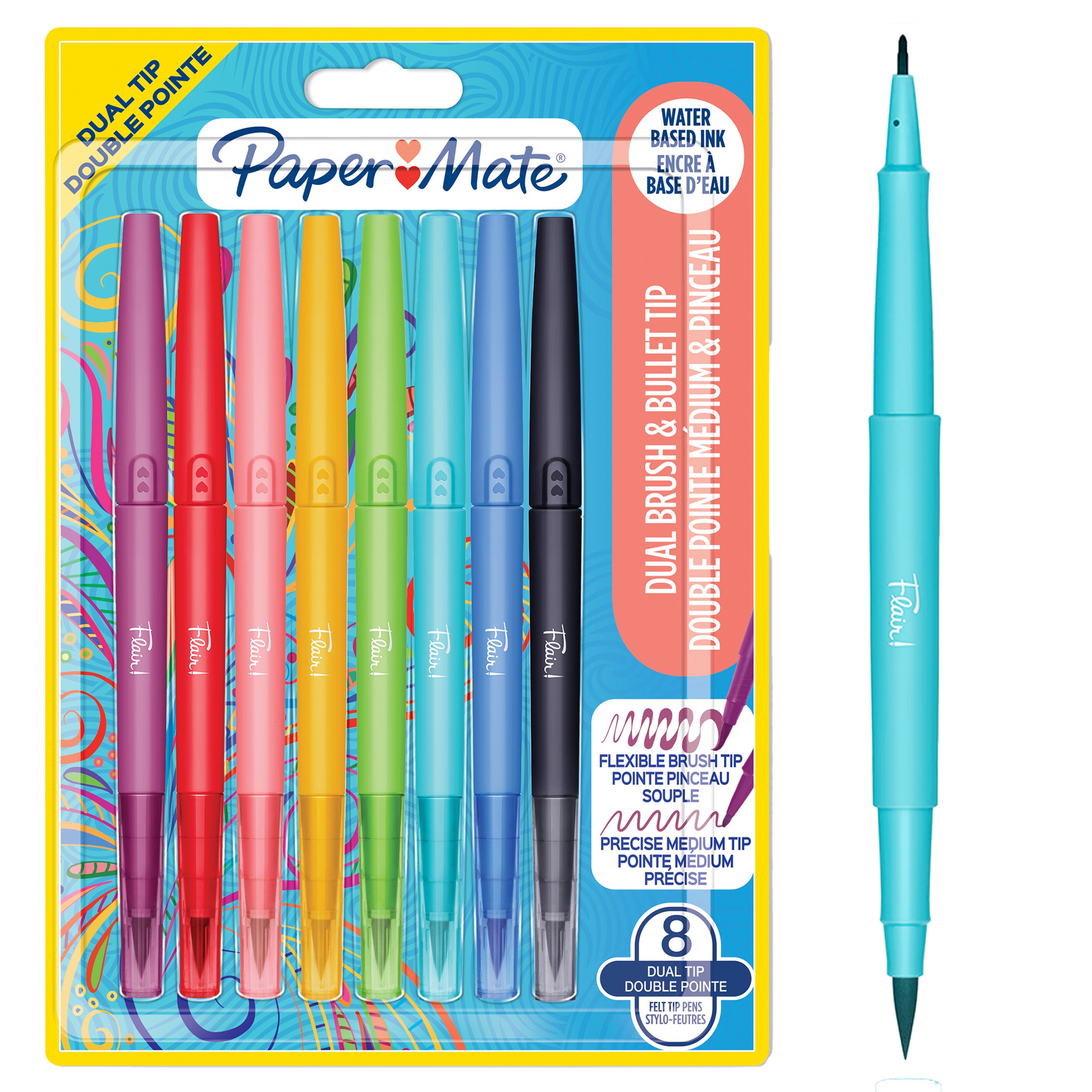 Paper Mate - Flair Dual felt tip pen 8-Blister (2199386) - Leker