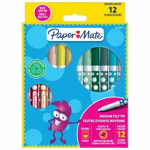 Paper Mate - Children's Colouring Felt Tip Pens 12-Blister (2166507) - Leker
