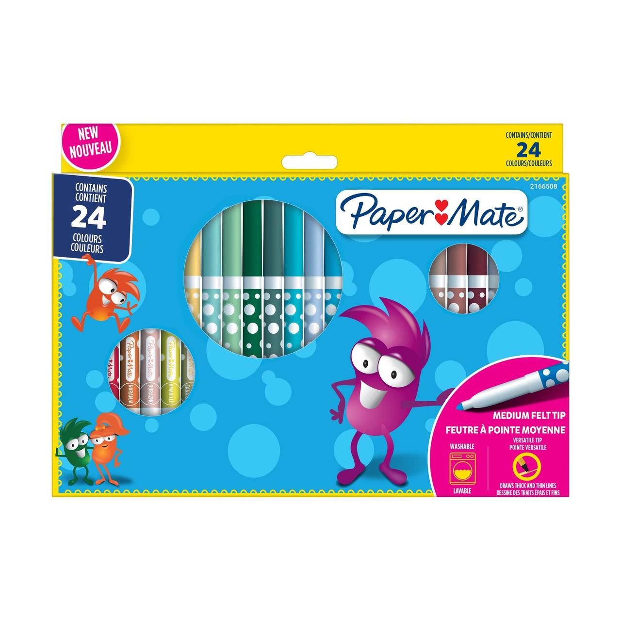 Paper Mate - Children's Colouring Felt Tip Pens 24-Blister (2166508) - Leker