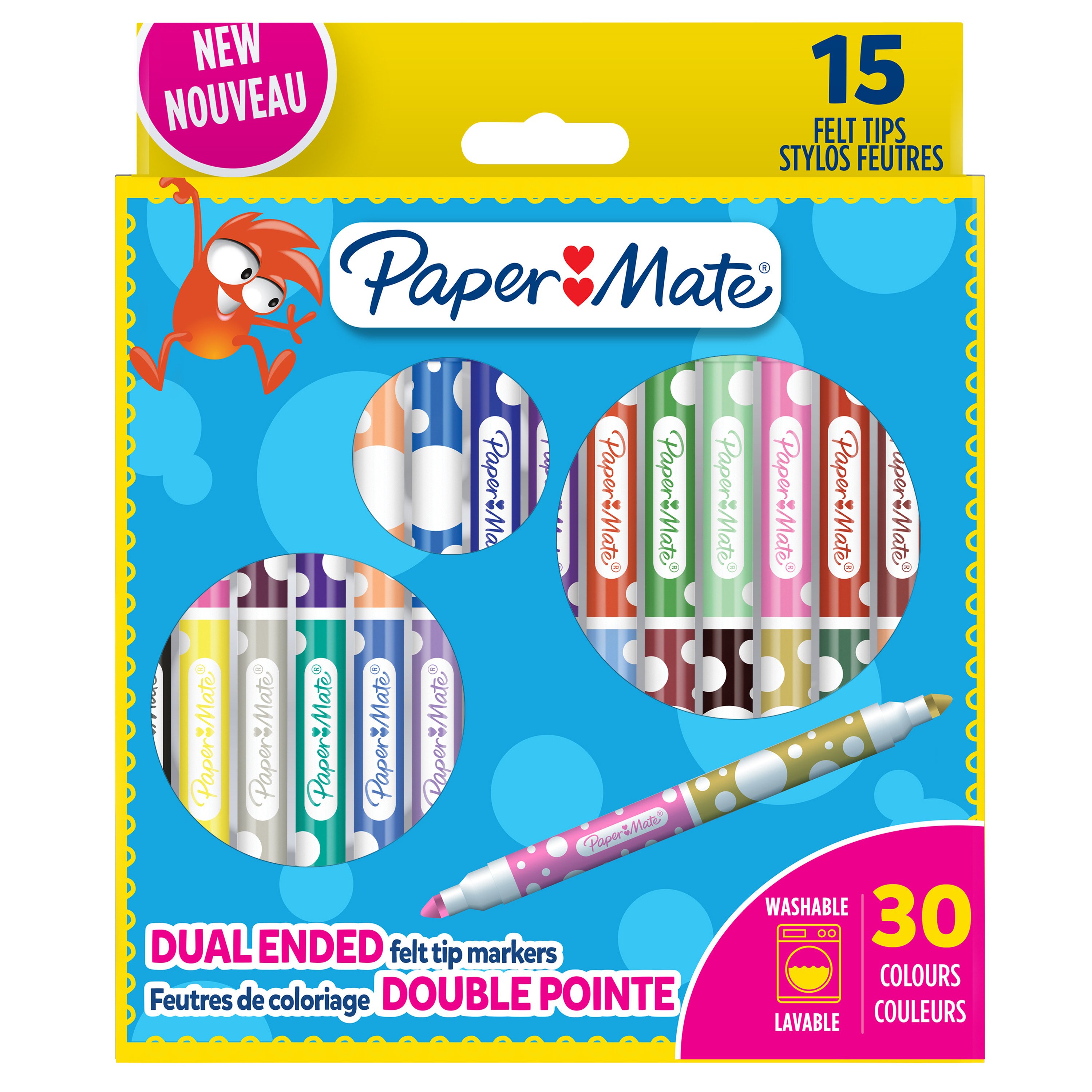 Paper Mate - Children's Colouring Twin Tip Felt Tip Pens 15-Blister (2180804)
