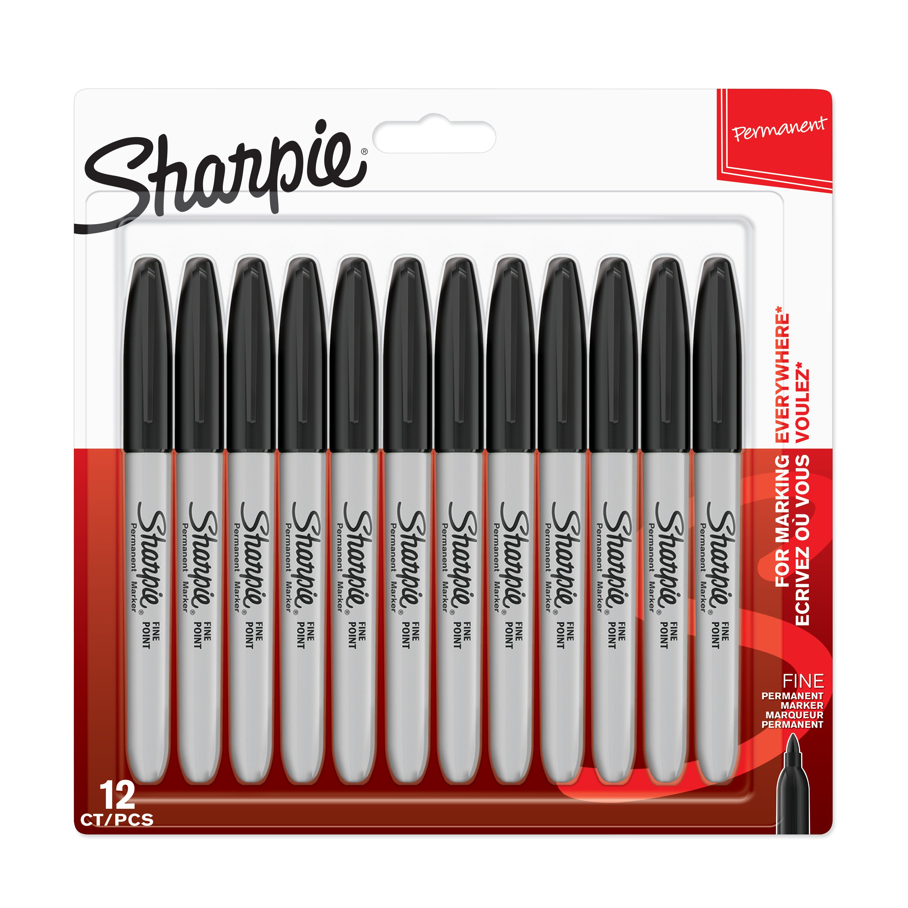 Sharpie - Permanent Markers Fin spids - Sort (12 styk)