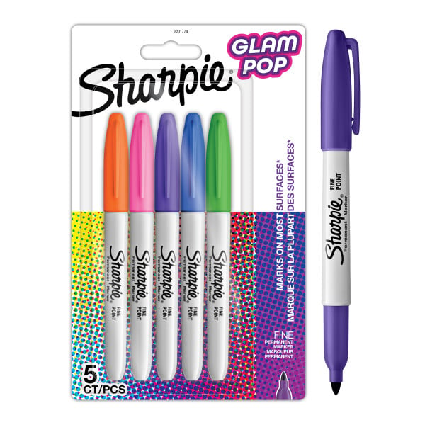 Sharpie - Permanent Marker Fine Glam Pop 5-Blister (2201774) - Leker