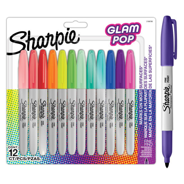 Sharpie - Permanent Marker Fine Glam Pop 12-Blister (2198780) - Leker