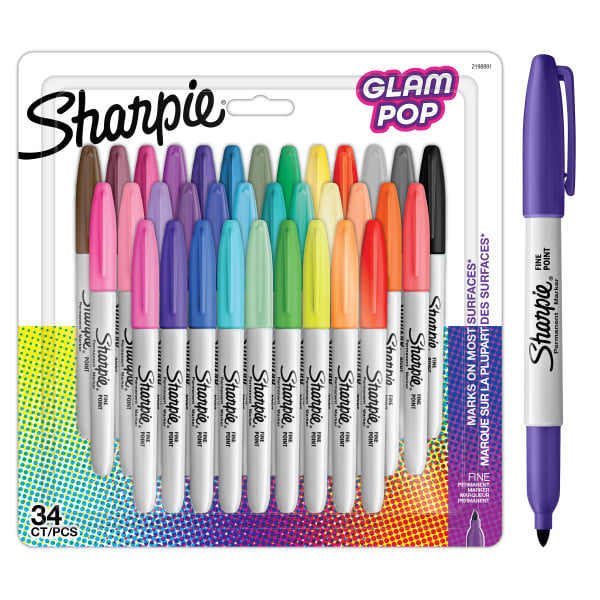 Sharpie - Permanent Marker Fine Glam Pop 34-Blister (2198891) - Leker