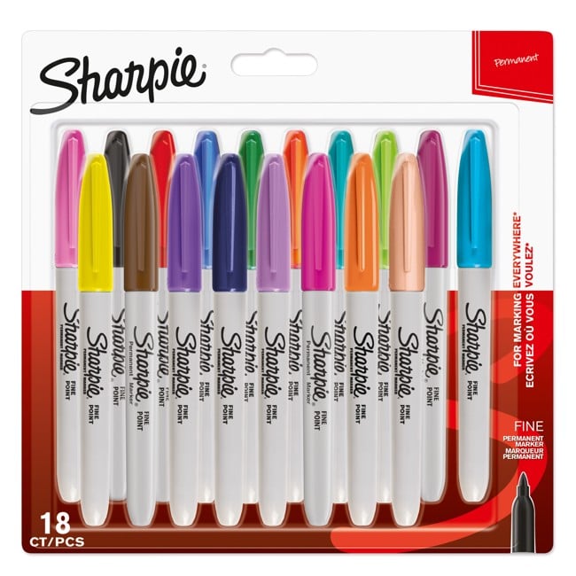 Sharpie - Permanent Marker Fine Assorted Colours 18-Blister (1996112)