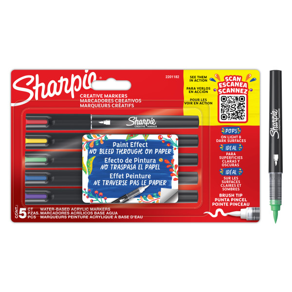 Sharpie - Creative Acrylic Marker Brush tip 5-Blister (2201182) - Leker