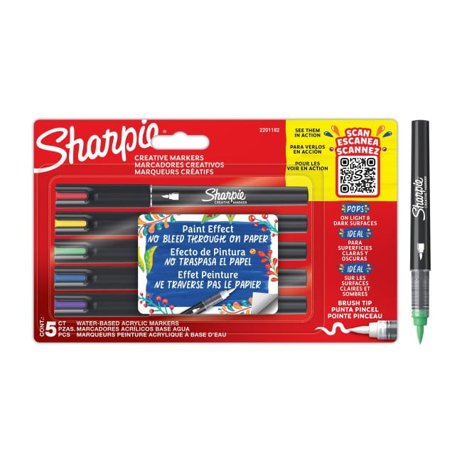 Sharpie - Kreative Akryl tuscher Brush tip 5-pak