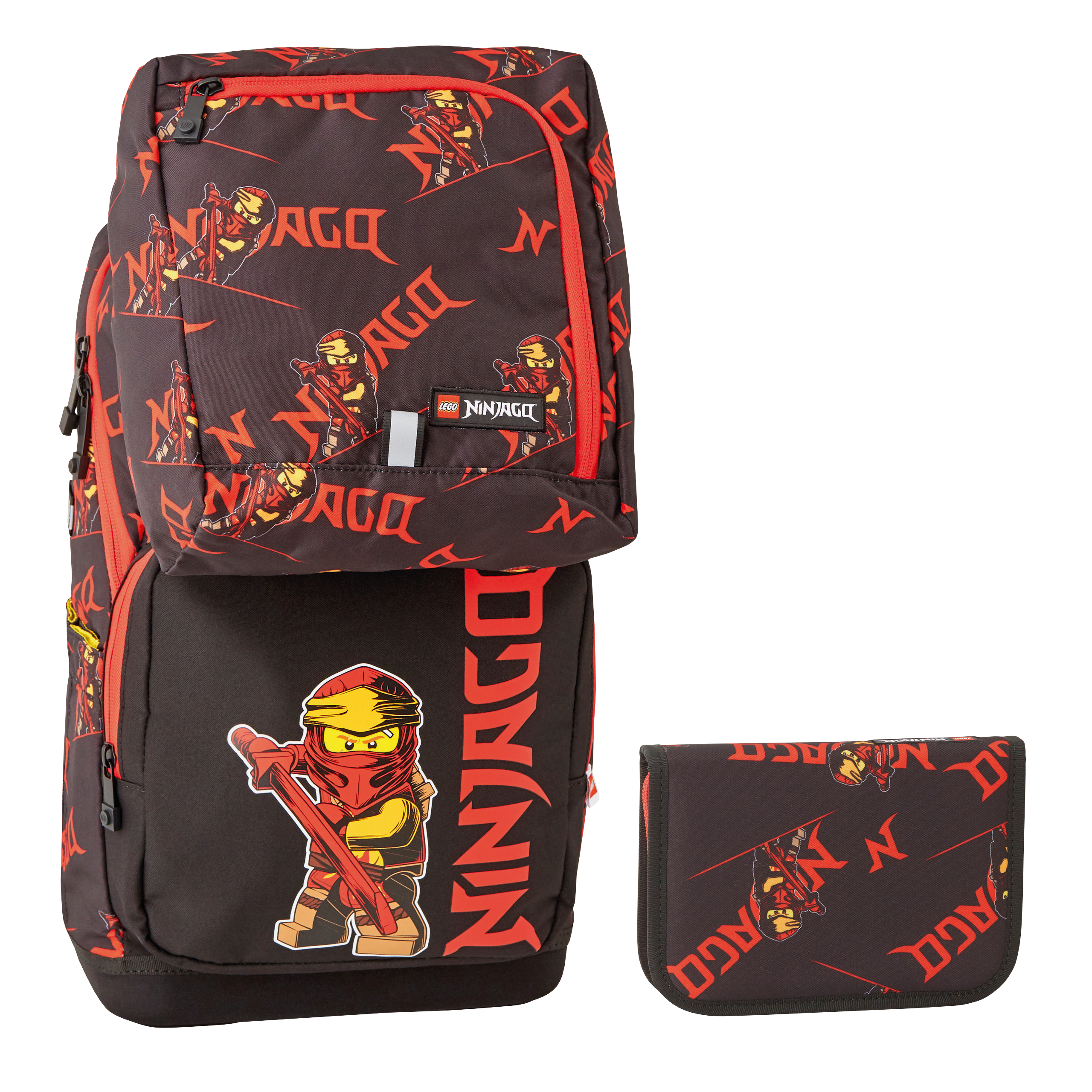LEGO - Optimo Starter School Bag W. Gym Bag&Pencil Case - Ninjago Red (20254-2302) - Leker
