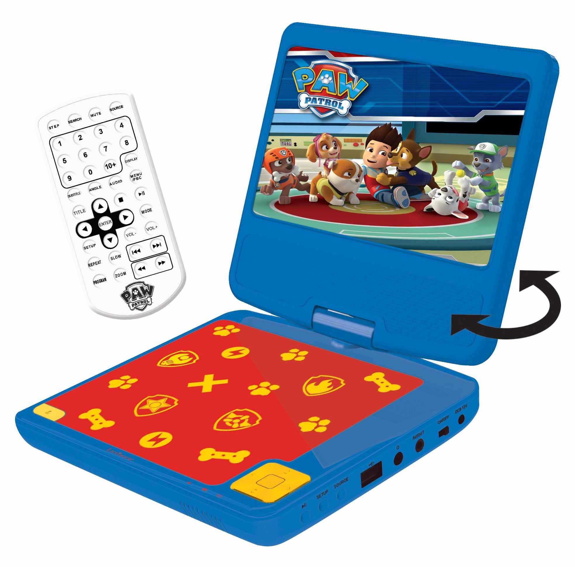 Lexibook - Paw Patrol Portable DVD Player 7" rotative screen with USB port and earphones (DVDP6PA) - Leker