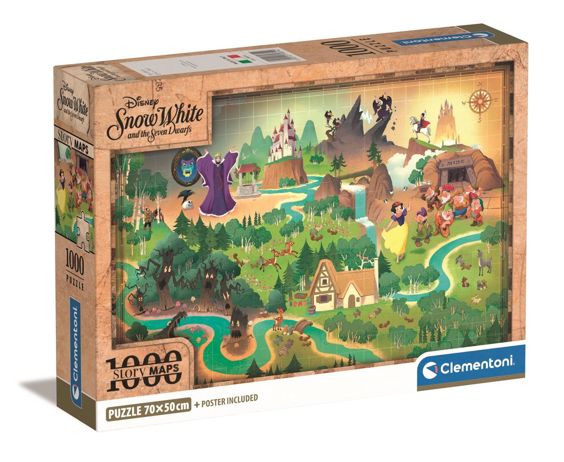 Clementoni - Story Maps Puzzle - Disney Snow White (1000 pcs) (39814) - Leker