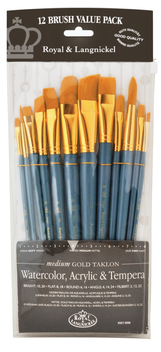 Royal & Langnickel - Gold Taklon pensel sæt 12 stk