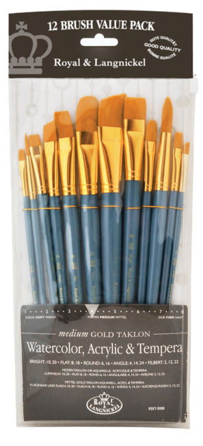 Royal & Langnickel - Medium Gold Taklon 12 pcs. Brush set (302520)