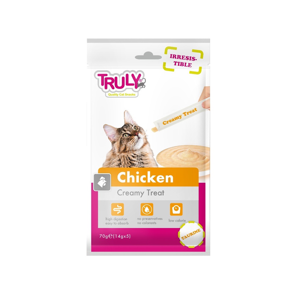 Truly - 12 x 5 pcs Cat Creamy Lickable Chicken total 840gr - Kjæledyr og utstyr