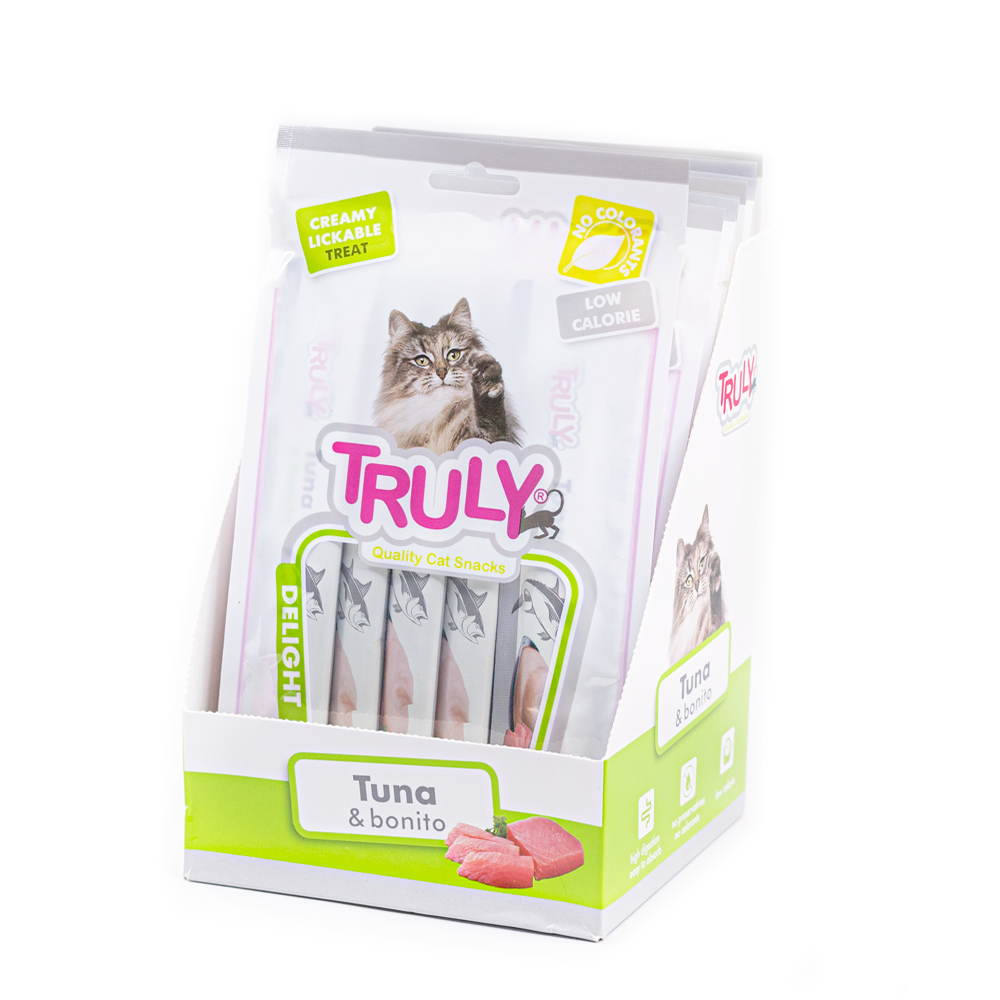 Truly - 12 x 5pcs Cat Creamy Lickable Tuna&Bonito total 840gr - Kjæledyr og utstyr