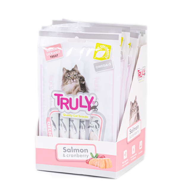 Truly - 12 x 5 pcs  Cat Creamy Lickable Salmon & Cranberry total 840gr