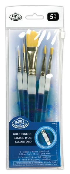 Royal & Langnickel - Soft Grip, Gold taklon 5 pcs. Brush Set (302524)