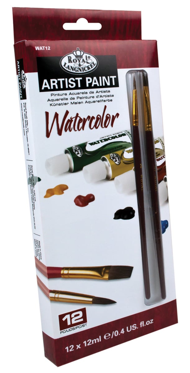 Royal & Langnickel - watercalor maling sæt 12 x 12 ml farver inkl. Pensel