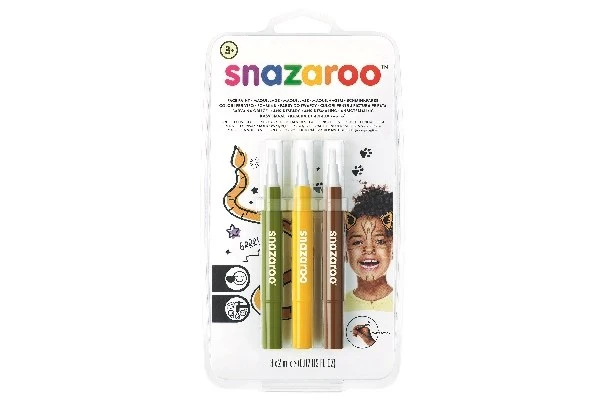 Snazaroo - Make-up color brush paint - green/yellow/brown (3 pcs) (791065) - Leker