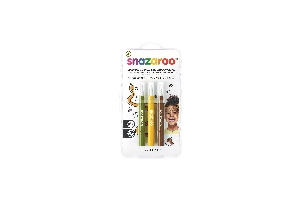 Snazaroo - Make-up color brush paint - grøn/gul/brun (3 stk)