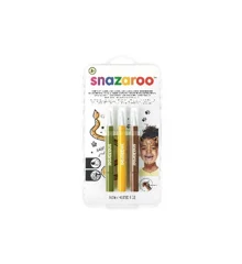 Snazaroo - Make-up color brush paint - grøn/gul/brun (3 stk)