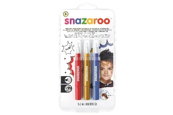 Snazaroo - Make-up color brush paint - red/gold/blue (3 pcs) (791062) - Leker