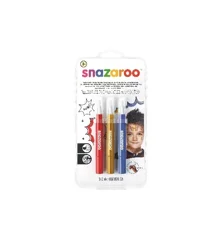 Snazaroo - Make-up color brush paint - rød/guld/blå (3 stk)