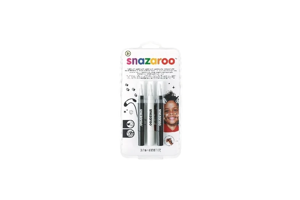 Snazaroo - Make-up color brush paint - black/white/black (3 pcs) (791066)