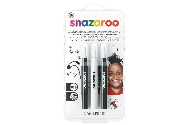 Snazaroo - Make-up color brush paint - sort/hvid/sort (3 stk)