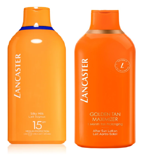 Lancaster - SUN BEAUTY Silky Milk SPF15 - 400 ml + Lancaster - After Sun GoldenTan Maximizer 400 ml - Sonnencreme