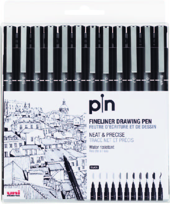 Uni - Fineliner 0,03-0,8 mm - Black (12 pcs) (401219)