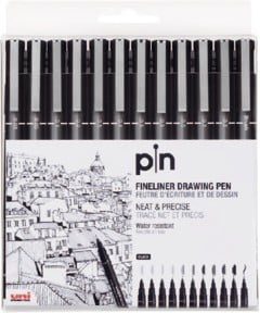 Uni - Fineliner 0,03-0,8 mm - Black (12 pcs) (401219)