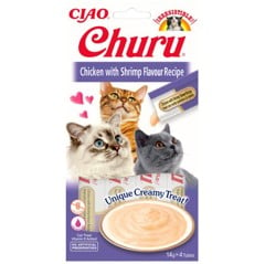 CHURU - 12 x Chicken With Shrimp Flavor 4pcs 48 rør ialt