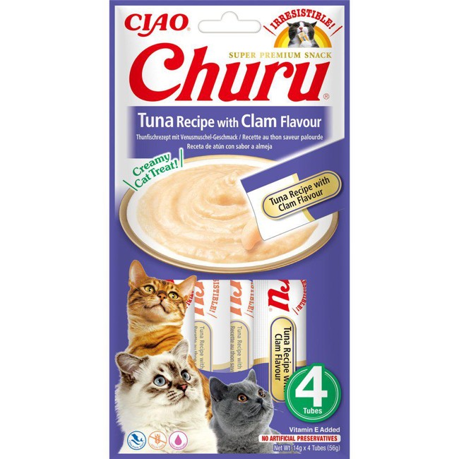 CHURU - 12 x Tuna With clam Flavour 4pcs