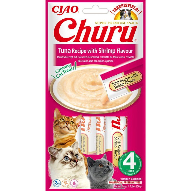 CHURU - 12 x With Tuna shrimp Flavour 4pcs