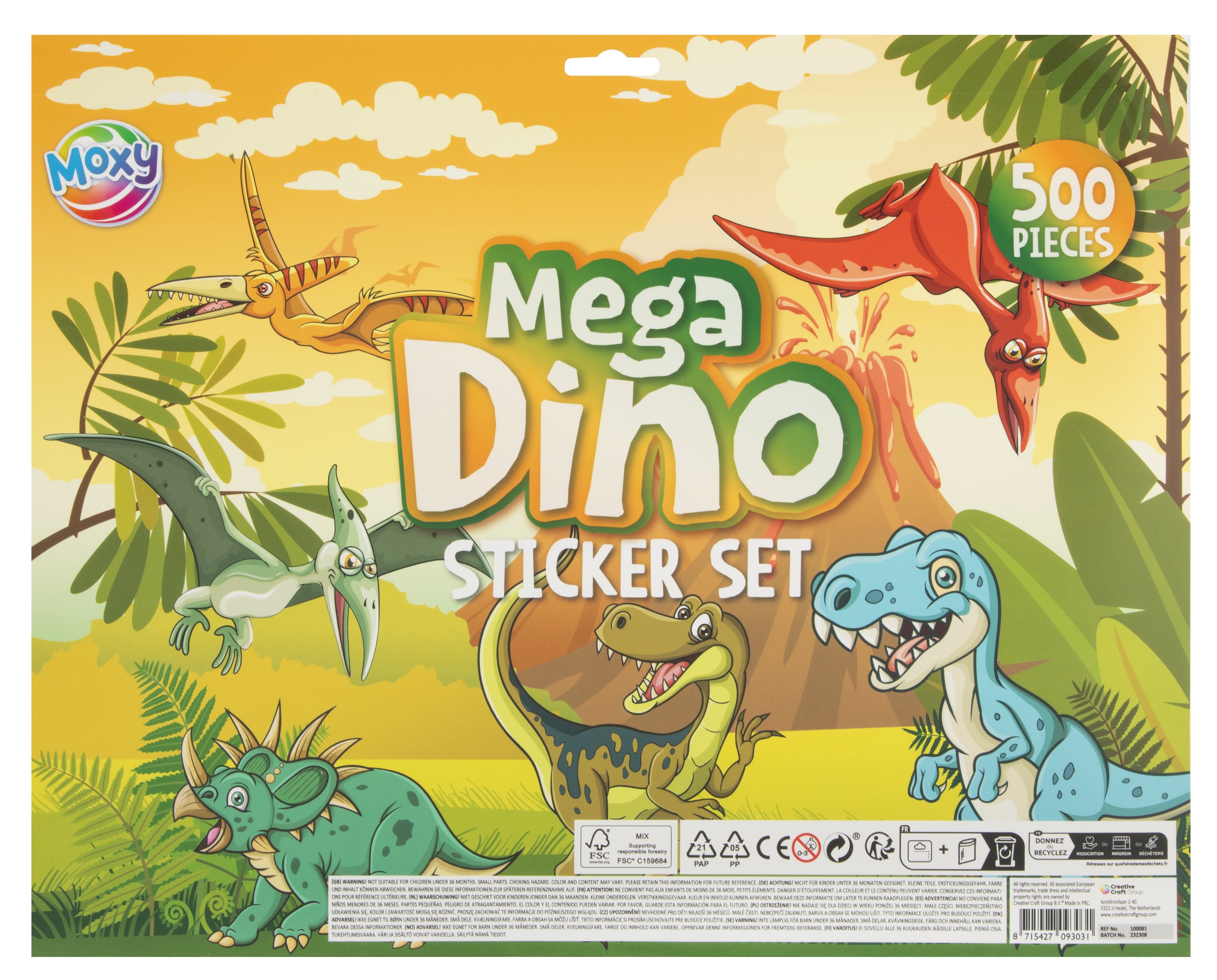 Moxy - Mega Sticker Set Dino (500 pcs) (100081) - Leker