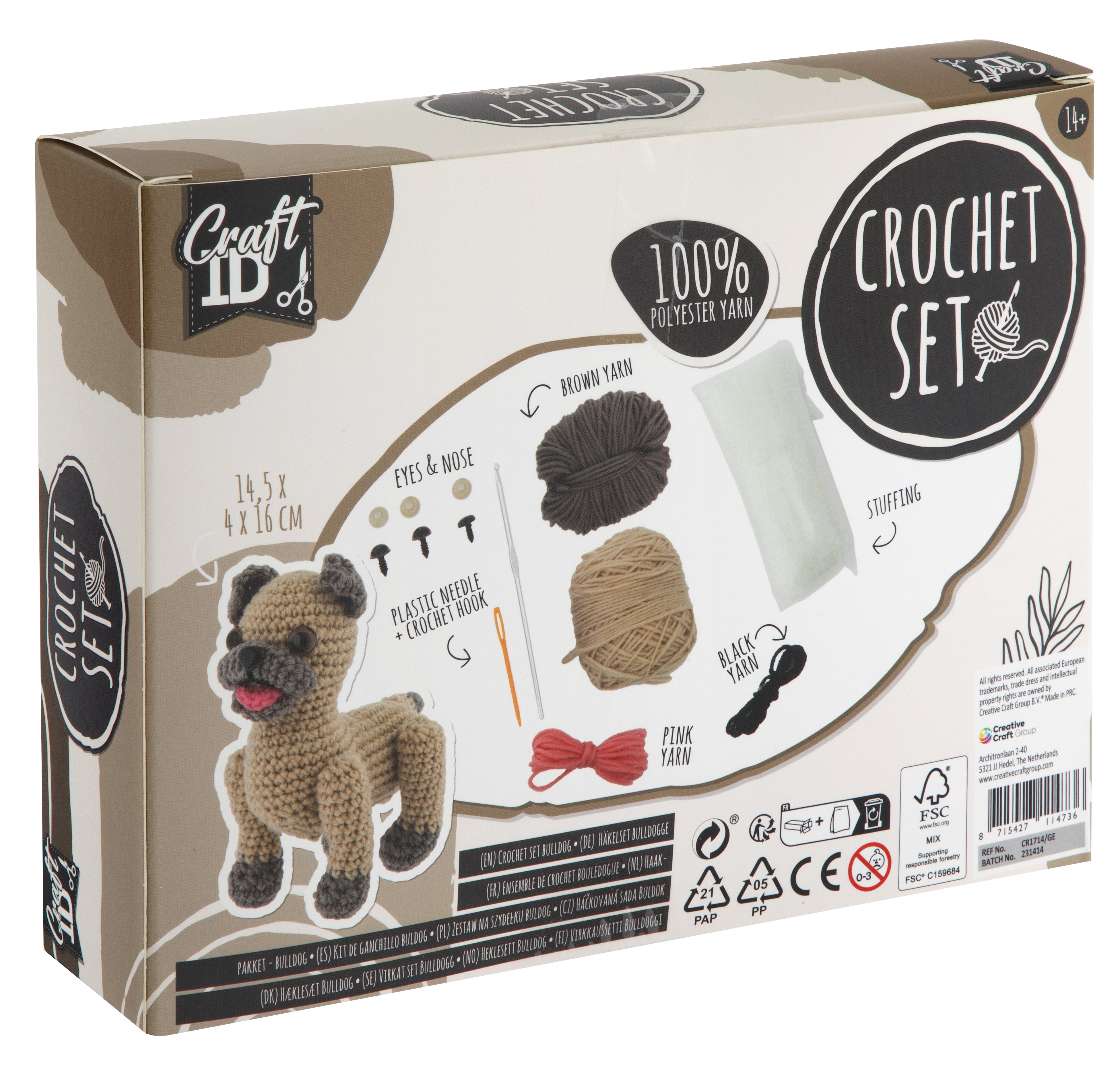 Craft ID - Crochet kit - Bulldog (CR1714) - Leker