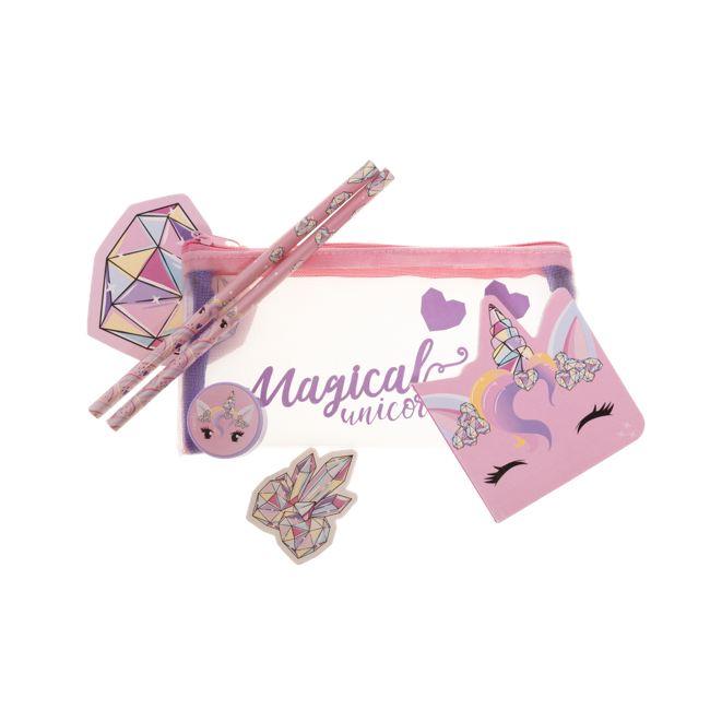 Unicorn Gems - Filled mesh pencil pouch w/station (092308156)