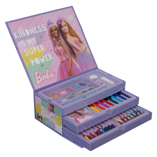 Coloring Case - BARBIE - set 52pcs in paper toolbox with handle