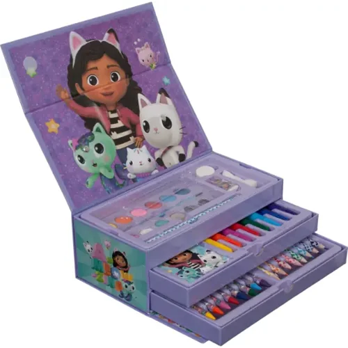Coloring Case - GABBY DOLLHOUSE - set 52pcs in paper toolbox with handle
