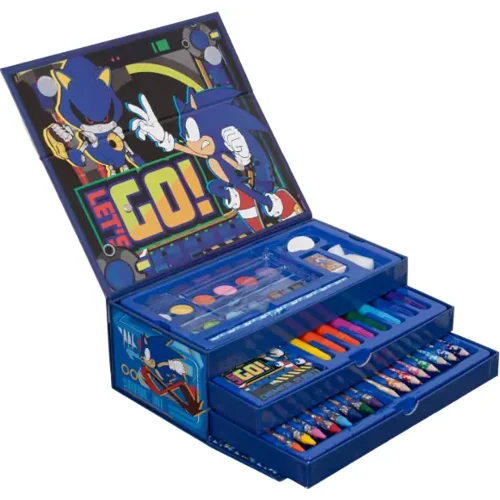 Coloring Case - SONIC - set 52pcs in paper toolbox with handle