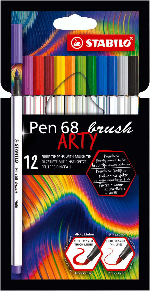 Stabilo - Pen 68 brush Arty (12 pcs) (204029) - Leker