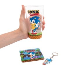 Sonic Glass, Coaster & Keyring Set